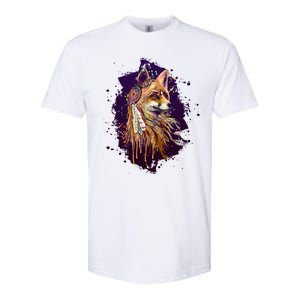 Native American Head Dress Fox Paint Splatter Softstyle CVC T-Shirt