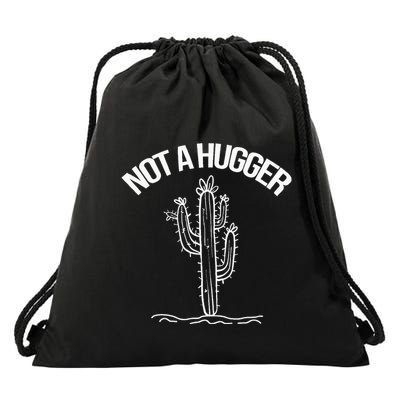 Not A Hugger Funny Vintage Cactus Sarcastic Drawstring Bag