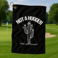 Not A Hugger Funny Vintage Cactus Sarcastic Golf Towel