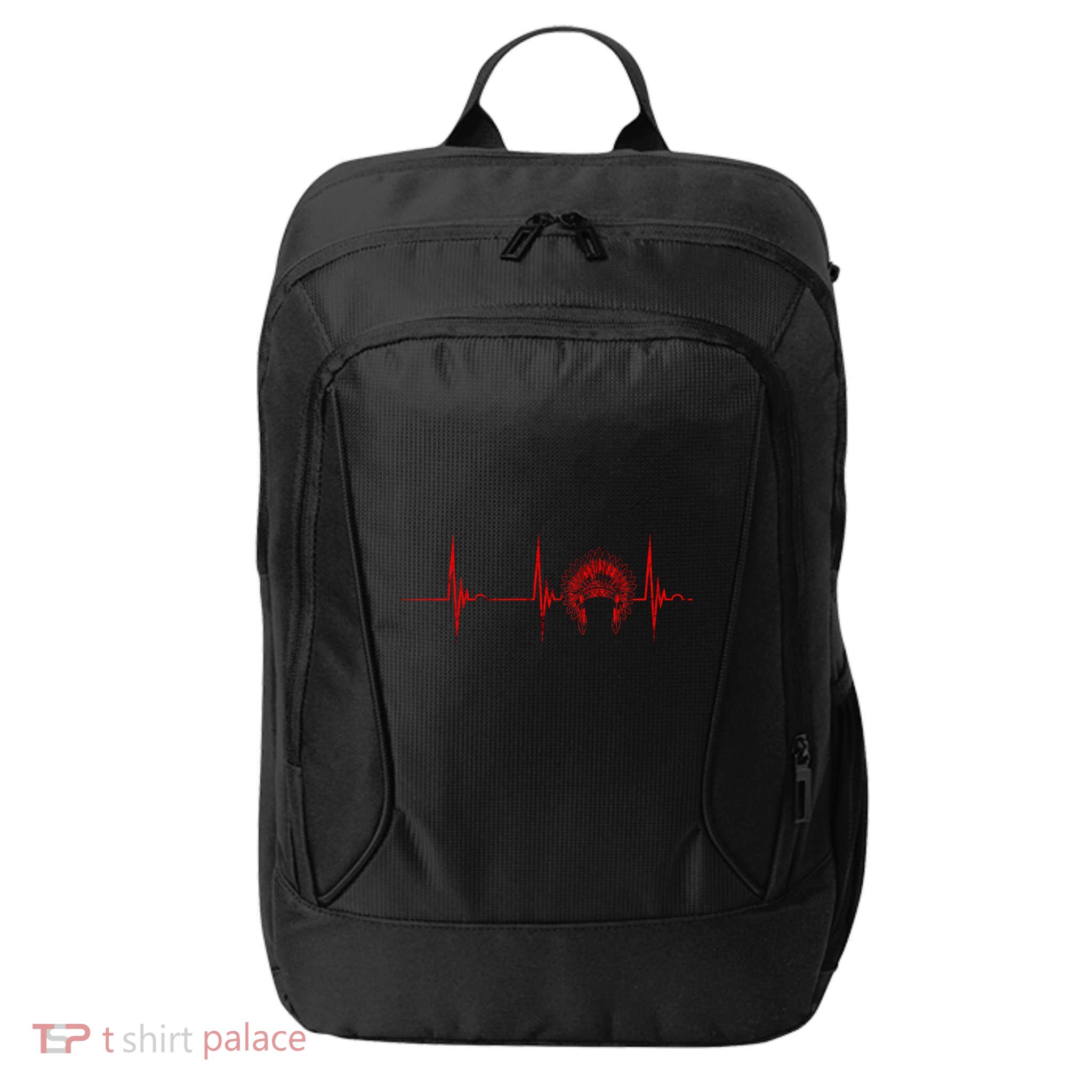Native American Headdress Indian Chief Heartbeat Ekg Pulse City Backpack