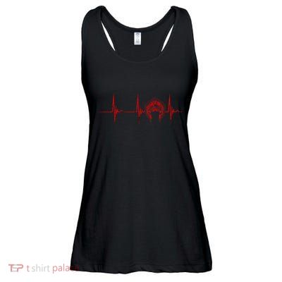 Native American Headdress Indian Chief Heartbeat Ekg Pulse Ladies Essential Flowy Tank