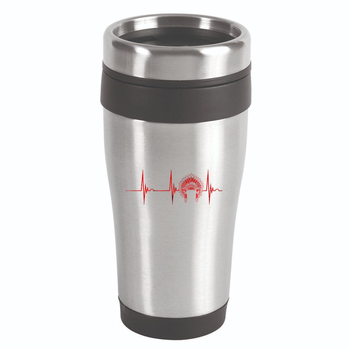 Native American Headdress Indian Chief Heartbeat Ekg Pulse 16oz Travel Tumbler