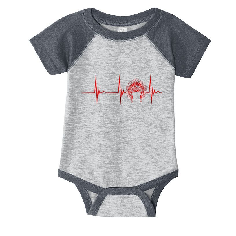 Native American Headdress Indian Chief Heartbeat Ekg Pulse Infant Baby Jersey Bodysuit