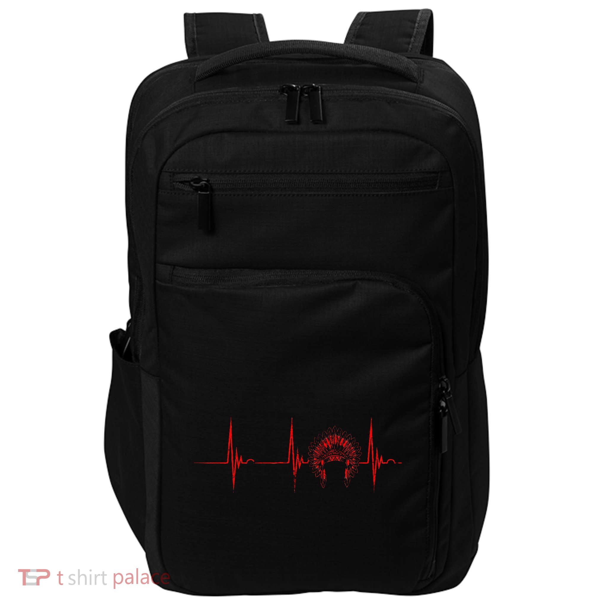Native American Headdress Indian Chief Heartbeat EKG Pulse Impact Tech Backpack