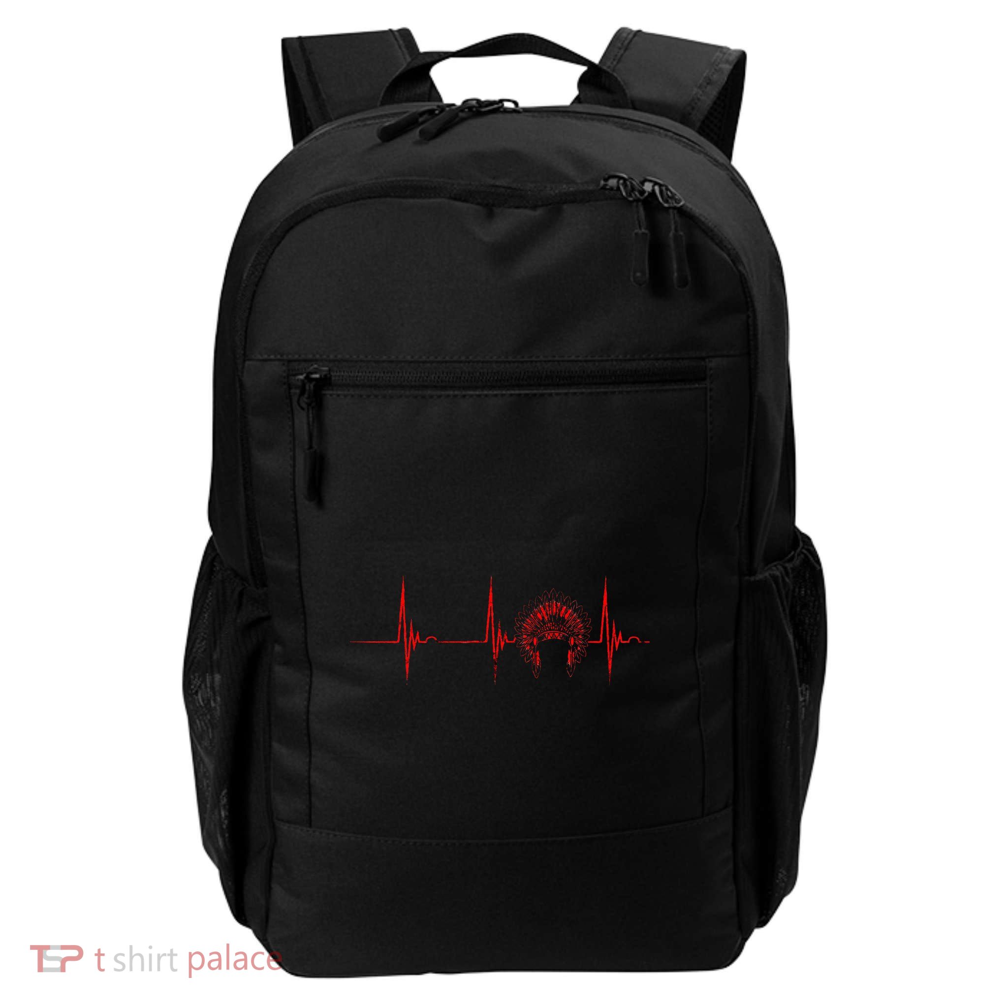 Native American Headdress Indian Chief Heartbeat EKG Pulse Backpack