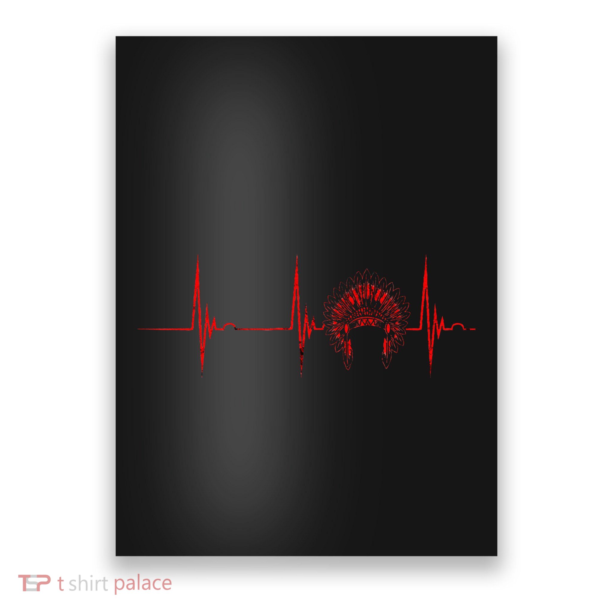 Native American Headdress Indian Chief Heartbeat EKG Pulse Poster