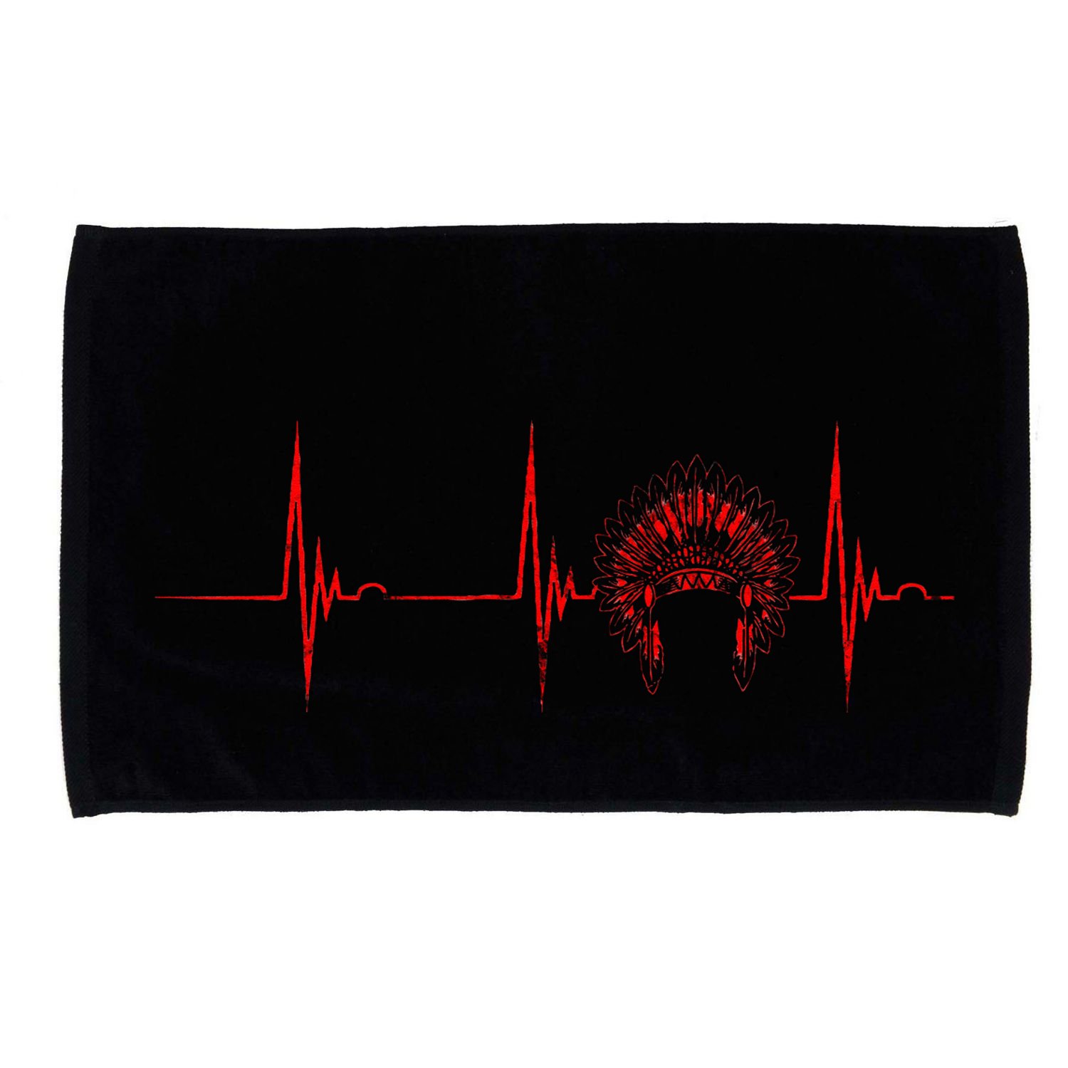 Native American Headdress Indian Chief Heartbeat EKG Pulse Microfiber Hand Towel