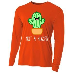 Not A Hugger Cactus Cute Kawaii Do Not Hug Meme Funny Gift Cooling Performance Long Sleeve Crew