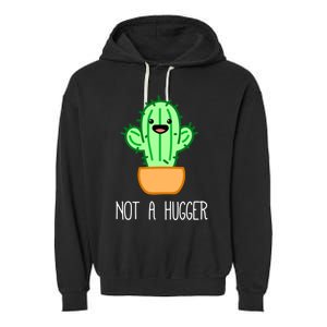 Not A Hugger Cactus Cute Kawaii Do Not Hug Meme Funny Gift Garment-Dyed Fleece Hoodie