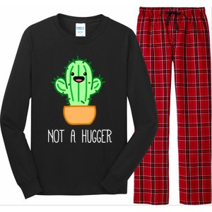 Not A Hugger Cactus Cute Kawaii Do Not Hug Meme Funny Gift Long Sleeve Pajama Set