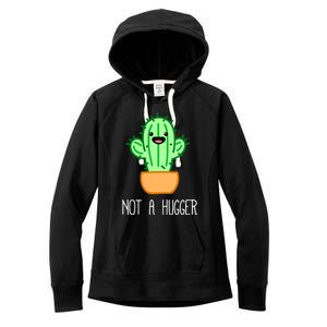 Not A Hugger Cactus Cute Kawaii Do Not Hug Meme Funny Gift Women's Fleece Hoodie