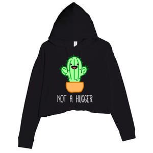 Not A Hugger Cactus Cute Kawaii Do Not Hug Meme Funny Gift Crop Fleece Hoodie