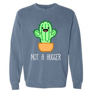 Not A Hugger Cactus Cute Kawaii Do Not Hug Meme Funny Gift Garment-Dyed Sweatshirt