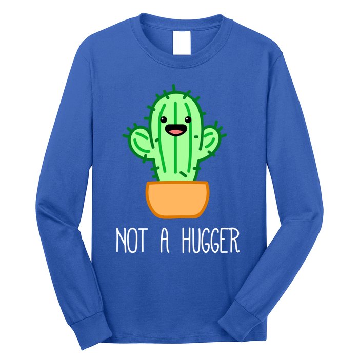 Not A Hugger Cactus Cute Kawaii Do Not Hug Meme Funny Gift Long Sleeve Shirt