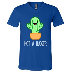 Not A Hugger Cactus Cute Kawaii Do Not Hug Meme Funny Gift V-Neck T-Shirt