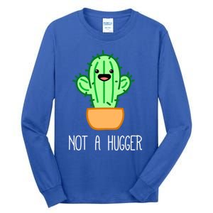 Not A Hugger Cactus Cute Kawaii Do Not Hug Meme Funny Gift Tall Long Sleeve T-Shirt