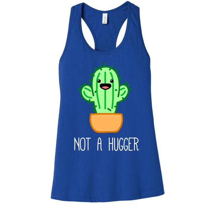 Not A Hugger Cactus Cute Kawaii Do Not Hug Meme Funny Gift Women's Racerback Tank