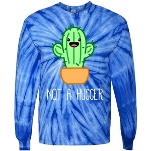 Not A Hugger Cactus Cute Kawaii Do Not Hug Meme Funny Gift Tie-Dye Long Sleeve Shirt