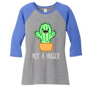 Not A Hugger Cactus Cute Kawaii Do Not Hug Meme Funny Gift Women's Tri-Blend 3/4-Sleeve Raglan Shirt