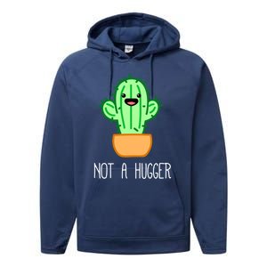 Not A Hugger Cactus Cute Kawaii Do Not Hug Meme Funny Gift Performance Fleece Hoodie