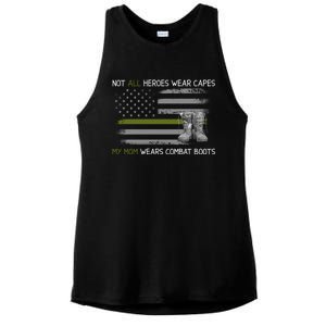 Not All Heroes Wear Capes My Mom Wears A Boots Usa Flag Ladies PosiCharge Tri-Blend Wicking Tank