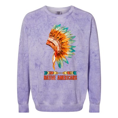 Native American Heritage Headdress Feathers Native American Indian Tradition Colorblast Crewneck Sweatshirt