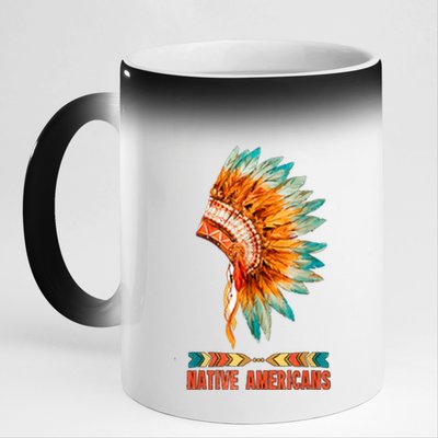 Native American Heritage Headdress Feathers Native American Indian Tradition 11oz Black Color Changing Mug