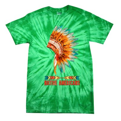 Native American Heritage Headdress Feathers Native American Indian Tradition Tie-Dye T-Shirt