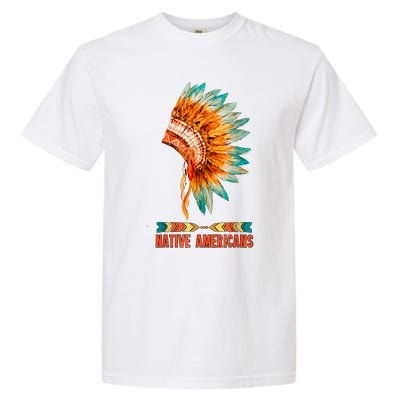 Native American Heritage Headdress Feathers Native American Indian Tradition Garment-Dyed Heavyweight T-Shirt