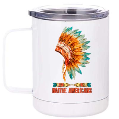 Native American Heritage Headdress Feathers Native American Indian Tradition 12 oz Stainless Steel Tumbler Cup