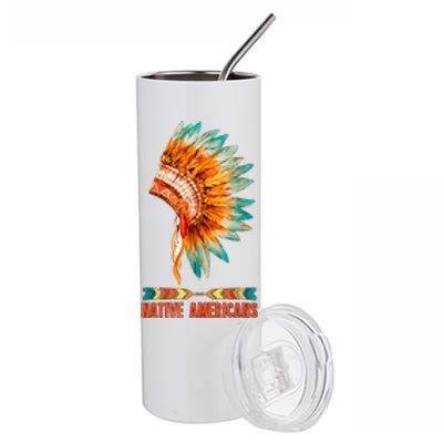 Native American Heritage Headdress Feathers Native American Indian Tradition Stainless Steel Tumbler