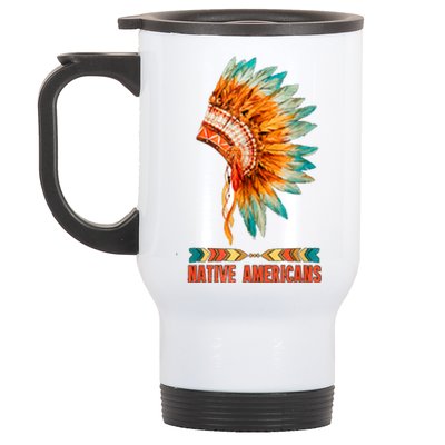 Native American Heritage Headdress Feathers Native American Indian Tradition Stainless Steel Travel Mug