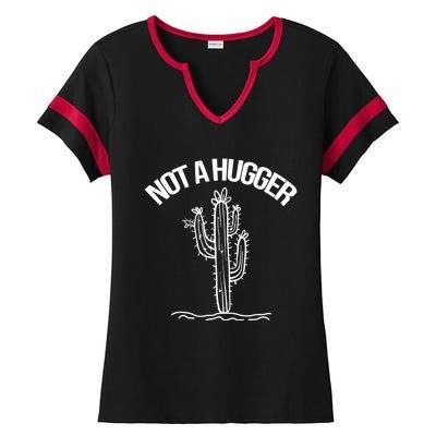 Not A Hugger Funny Vintage Cactus Sarcastic Ladies Halftime Notch Neck Tee