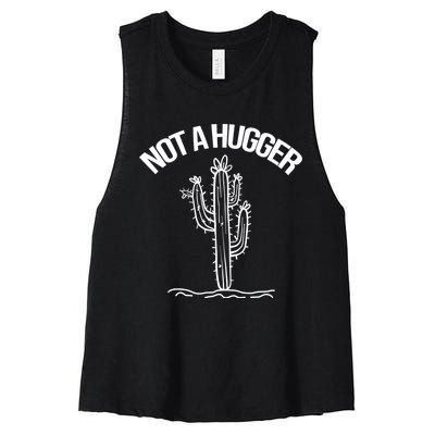 Not A Hugger Funny Vintage Cactus Sarcastic Women's Racerback Cropped Tank