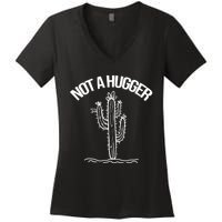 Not A Hugger Funny Vintage Cactus Sarcastic Women's V-Neck T-Shirt