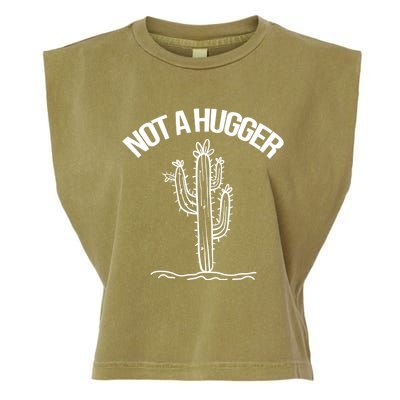 Not A Hugger Funny Vintage Cactus Sarcastic Garment-Dyed Women's Muscle Tee