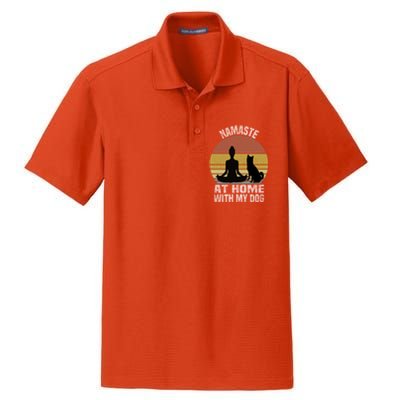 Namaste At Home With My Dog Vintage Dog Lover Owner Yoga Gift Dry Zone Grid Polo