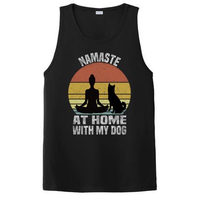 Namaste At Home With My Dog Vintage Dog Lover Owner Yoga Gift PosiCharge Competitor Tank