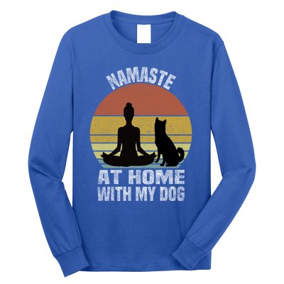 Namaste At Home With My Dog Vintage Dog Lover Owner Yoga Gift Long Sleeve Shirt