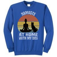 Namaste At Home With My Dog Vintage Dog Lover Owner Yoga Gift Sweatshirt