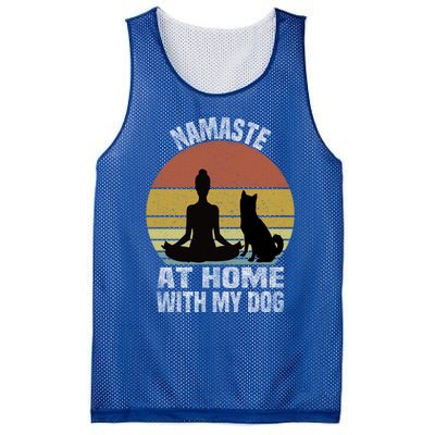 Namaste At Home With My Dog Vintage Dog Lover Owner Yoga Gift Mesh Reversible Basketball Jersey Tank