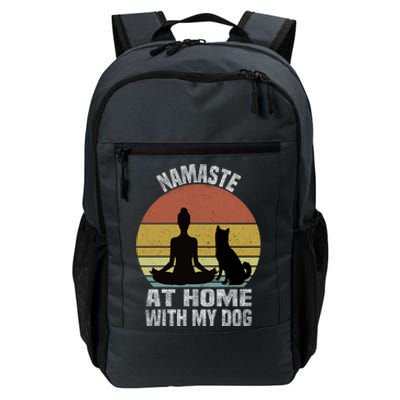 Namaste At Home With My Dog Vintage Dog Lover Owner Yoga Gift Daily Commute Backpack