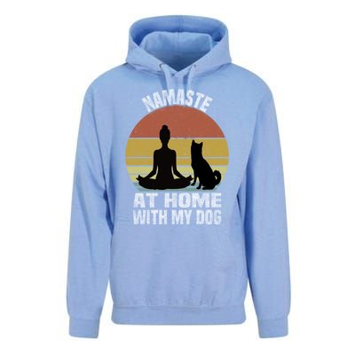 Namaste At Home With My Dog Vintage Dog Lover Owner Yoga Gift Unisex Surf Hoodie