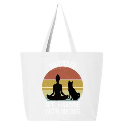 Namaste At Home With My Dog Vintage Dog Lover Owner Yoga Gift 25L Jumbo Tote