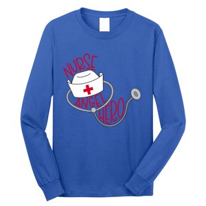 Nurse Angel Hero With Nurses Cap And Stethoscope Great Gift Long Sleeve Shirt