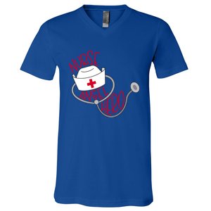 Nurse Angel Hero With Nurses Cap And Stethoscope Great Gift V-Neck T-Shirt