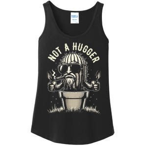 Not A Hugger Funny Sarcastic Cactus Succulent Plant Dad Ladies Essential Tank