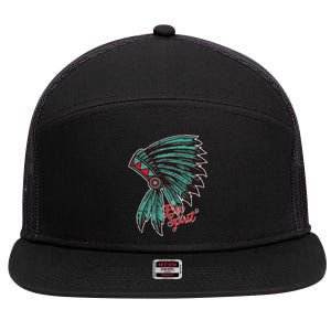 Native American Indian Free Spirit Awesome Halloween Gift 7 Panel Mesh Trucker Snapback Hat