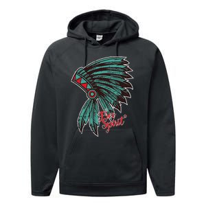 Native American Indian Free Spirit Awesome Halloween Gift Performance Fleece Hoodie