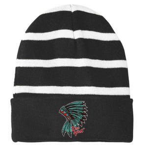 Native American Indian Free Spirit Awesome Halloween Gift Striped Beanie with Solid Band